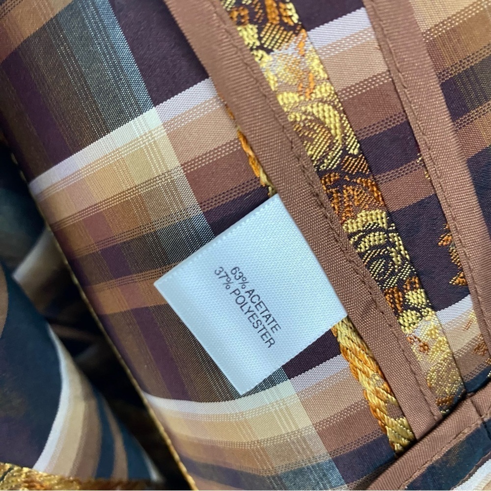 Austin Reed 70s VTG Plaid Paisley Print Button Up Blouse Size 16W Brown Gold - Picture 13 of 14